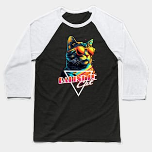 Retro Wave Bengal Cat Miami Shirt Baseball T-Shirt